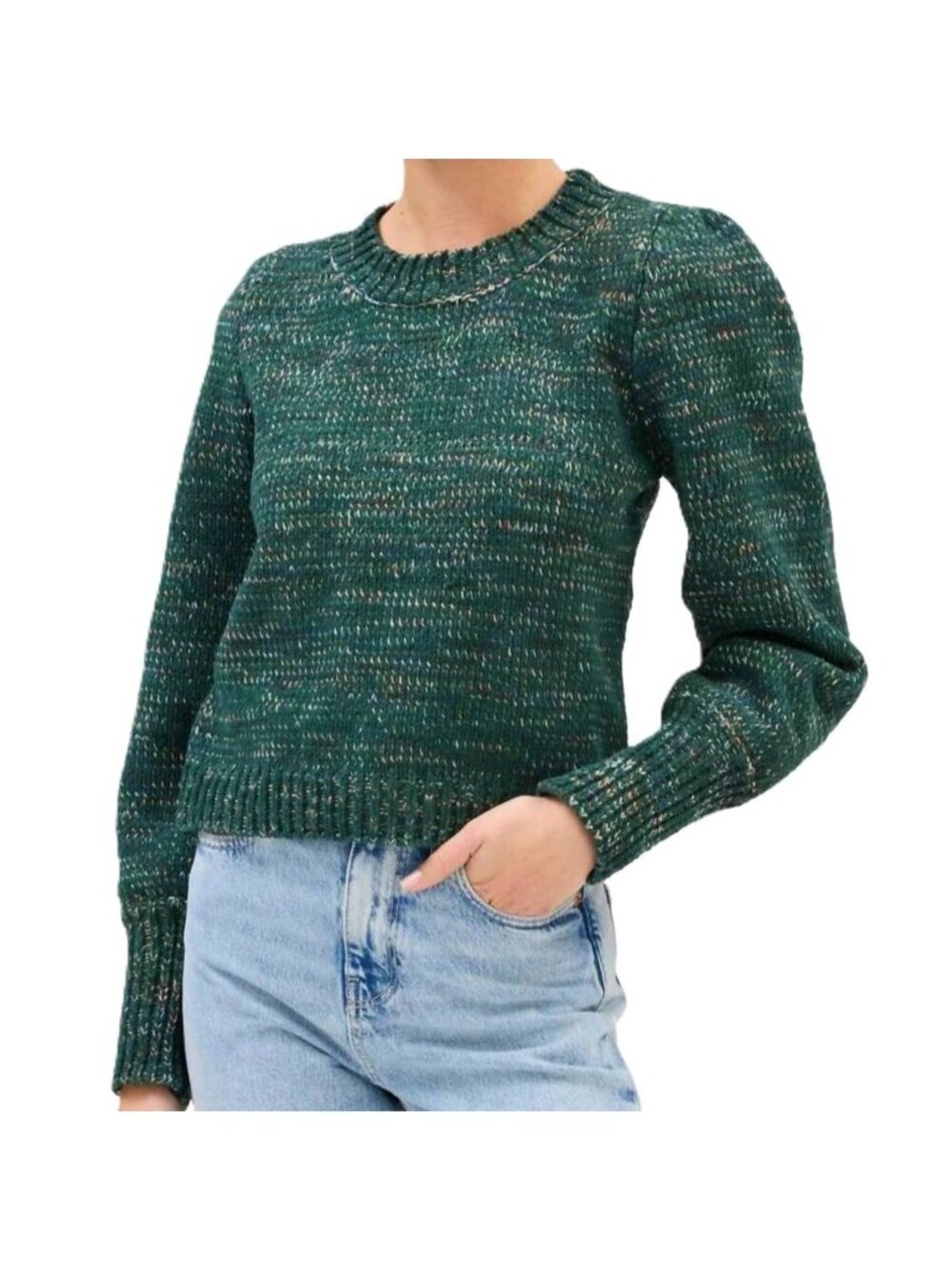 Allison New York Charlotte Sweater in Green Spacedye Size Extra Small New
